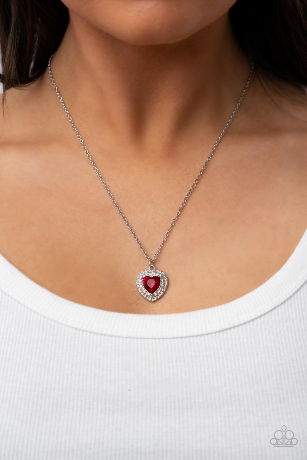 Paparazzi Taken with Twinkle - Red Heart Necklace