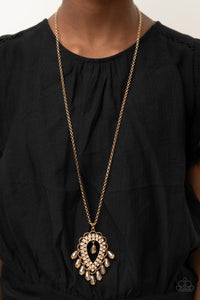 Paparazzi Teasable Teardrops - Gold Necklace