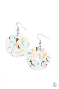 Paparazzi Tenaciously Terrazzo - White Earrings