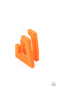Paparazzi The Girl Next OUTDOOR - Orange Wooden Earrings