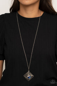 Paparazzi Timelessly Tilted - Blue Necklace