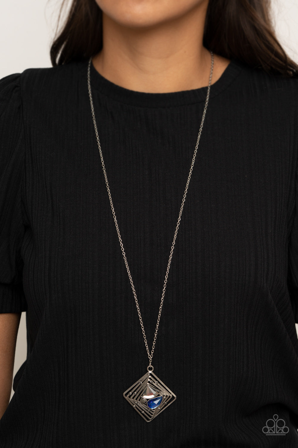 Paparazzi Timelessly Tilted - Blue Necklace