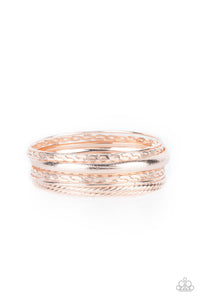 Paparazzi Trophy Texture - Rose Gold Bangle Bracelets