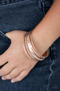 Paparazzi Trophy Texture - Rose Gold Bangle Bracelets