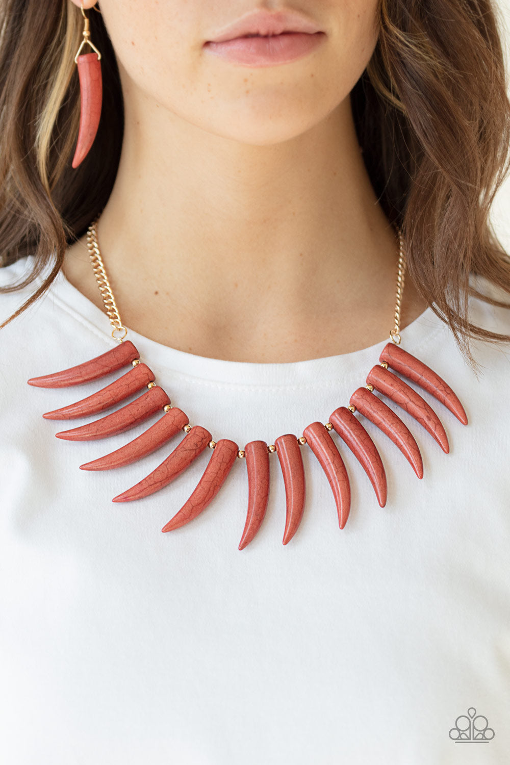Paparazzi Tusk Tundra - Brown Necklace