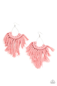 Paparazzi Wanna Piece Of MACRAME? - Pink Fringe Earrings