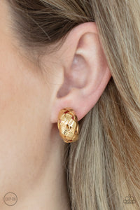 Paparazzi Wrought With Edge - Gold Clip-On Earrings