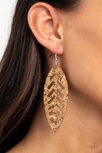 Paparazzi You're Such A CORK - Cork Leaf Earrings