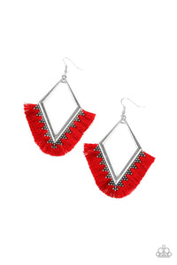 Paparazzi When In Peru - Red Fringe Earrings